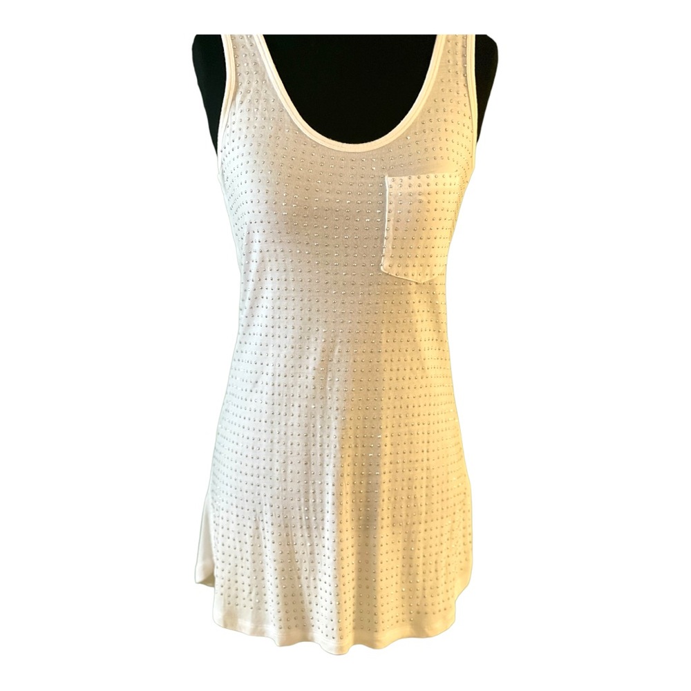 INC white sleeveless top with silver rhinestones
